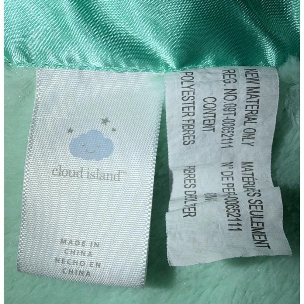 Cloud Island Elephant Blue Lovey White Security Blanket Teal Stripes Satin Large